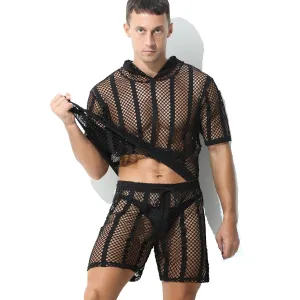 Striped Hoodie Mesh Suit