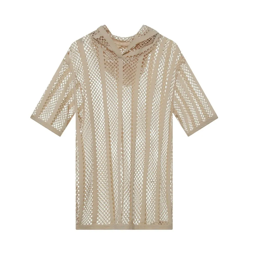 Striped Hoodie Mesh Suit