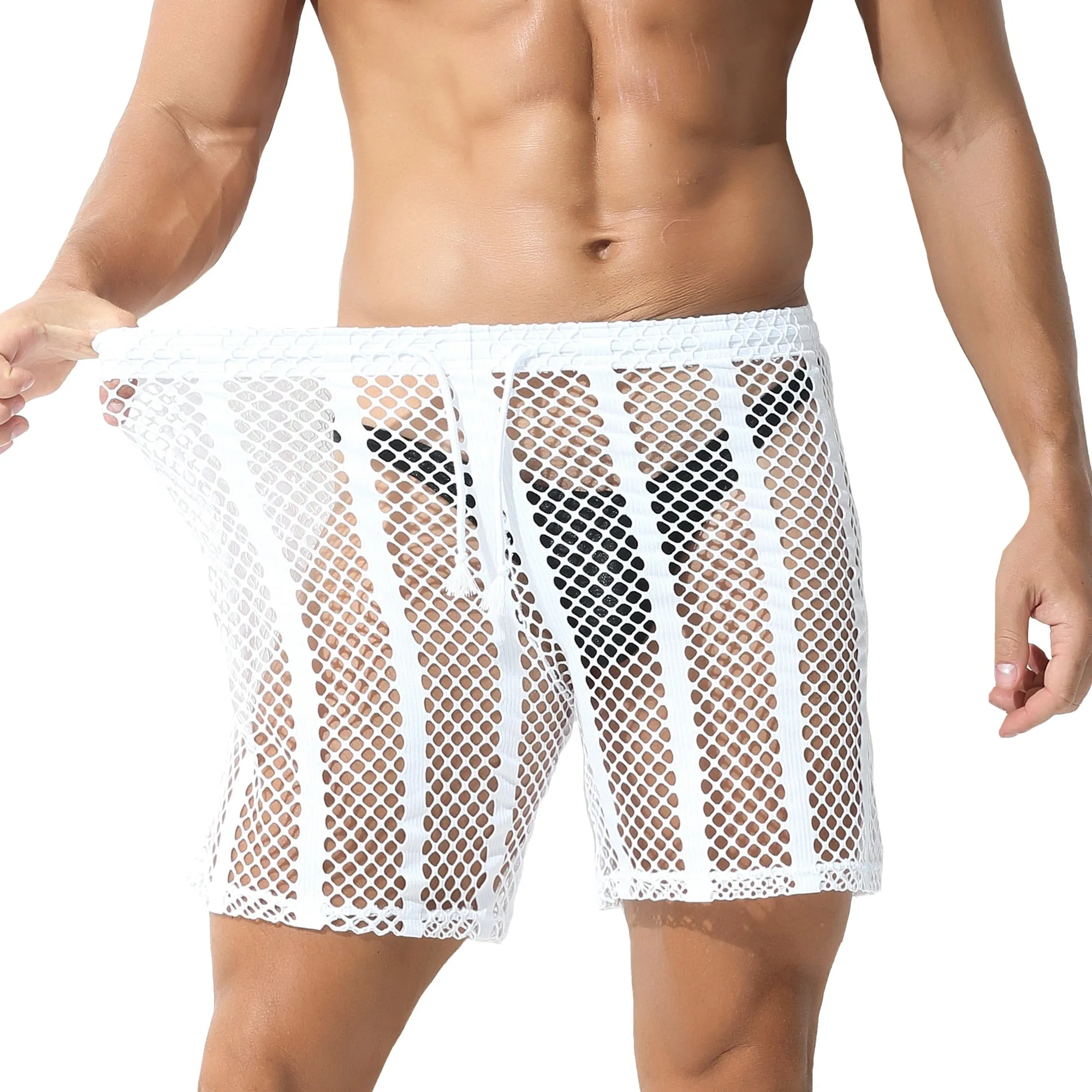 Striped Hoodie Mesh Suit