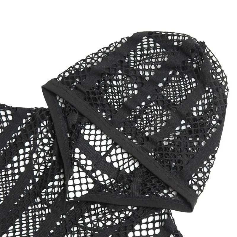 Striped Hoodie Mesh Suit