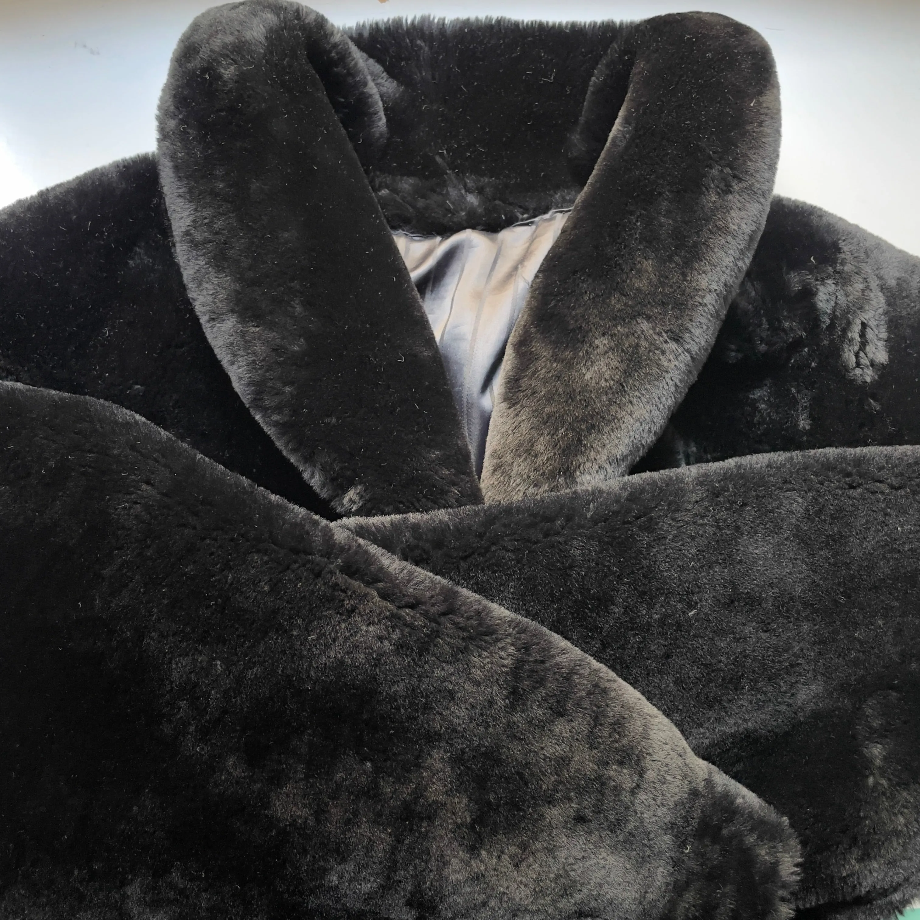 Vintage Black Mouton Fur Coat