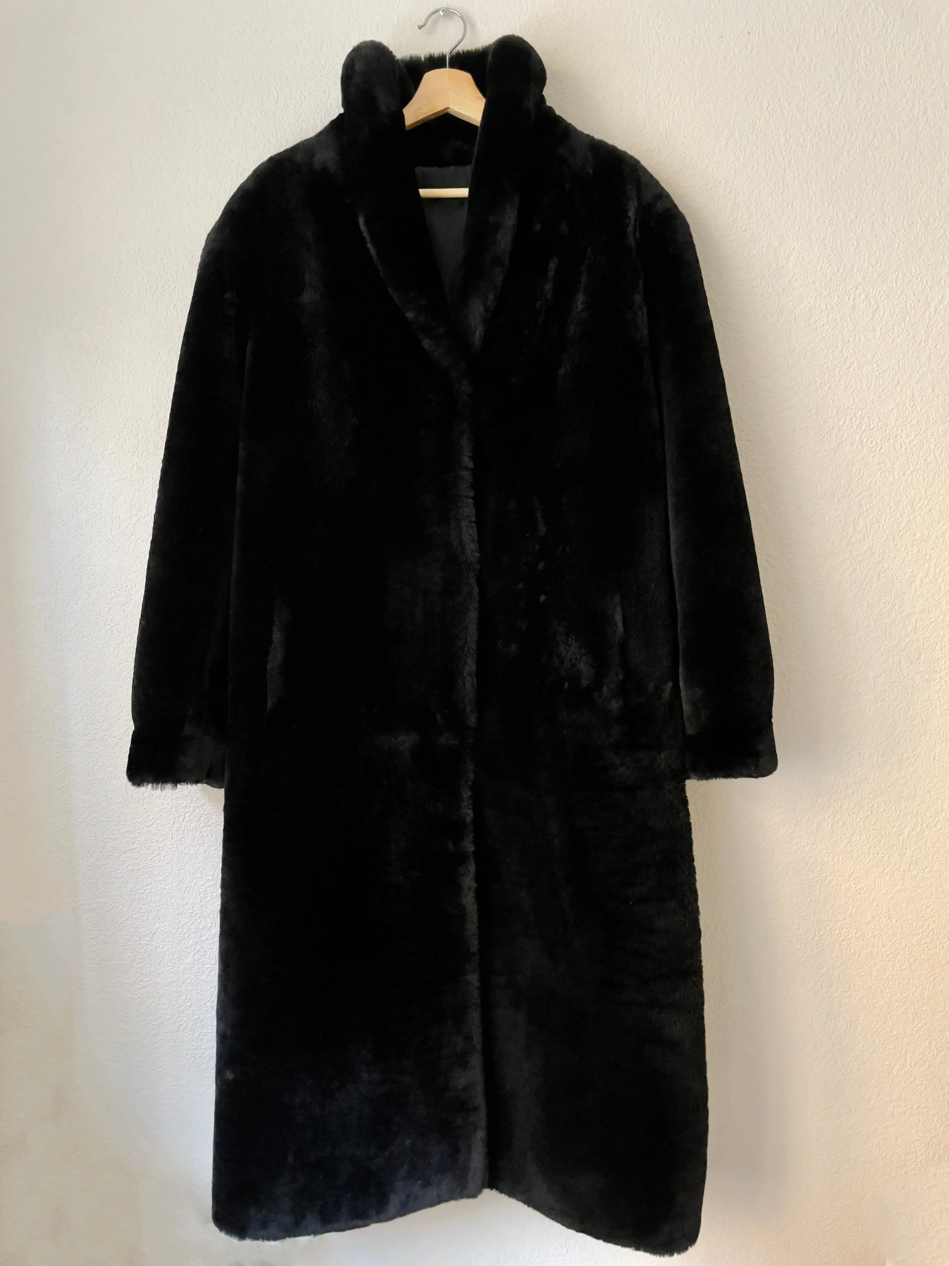 Vintage Black Mouton Fur Coat