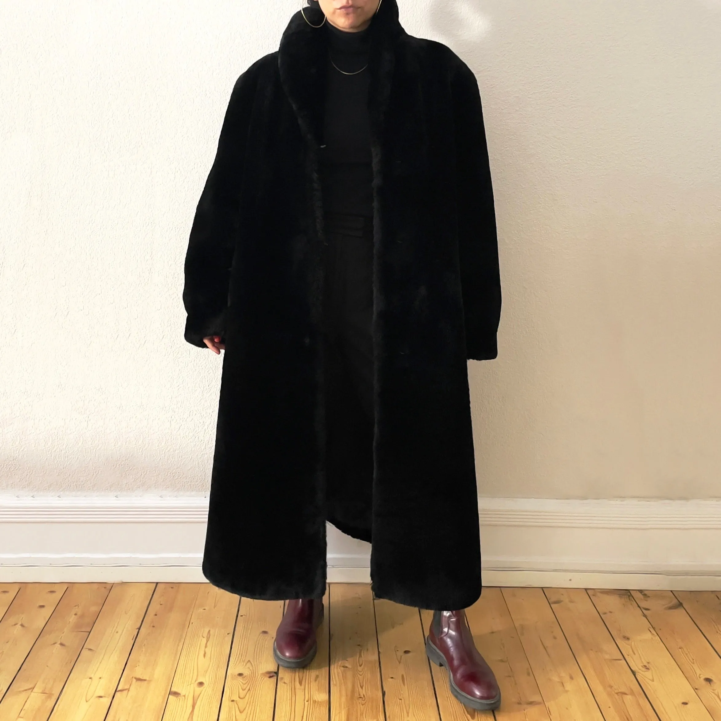 Vintage Black Mouton Fur Coat