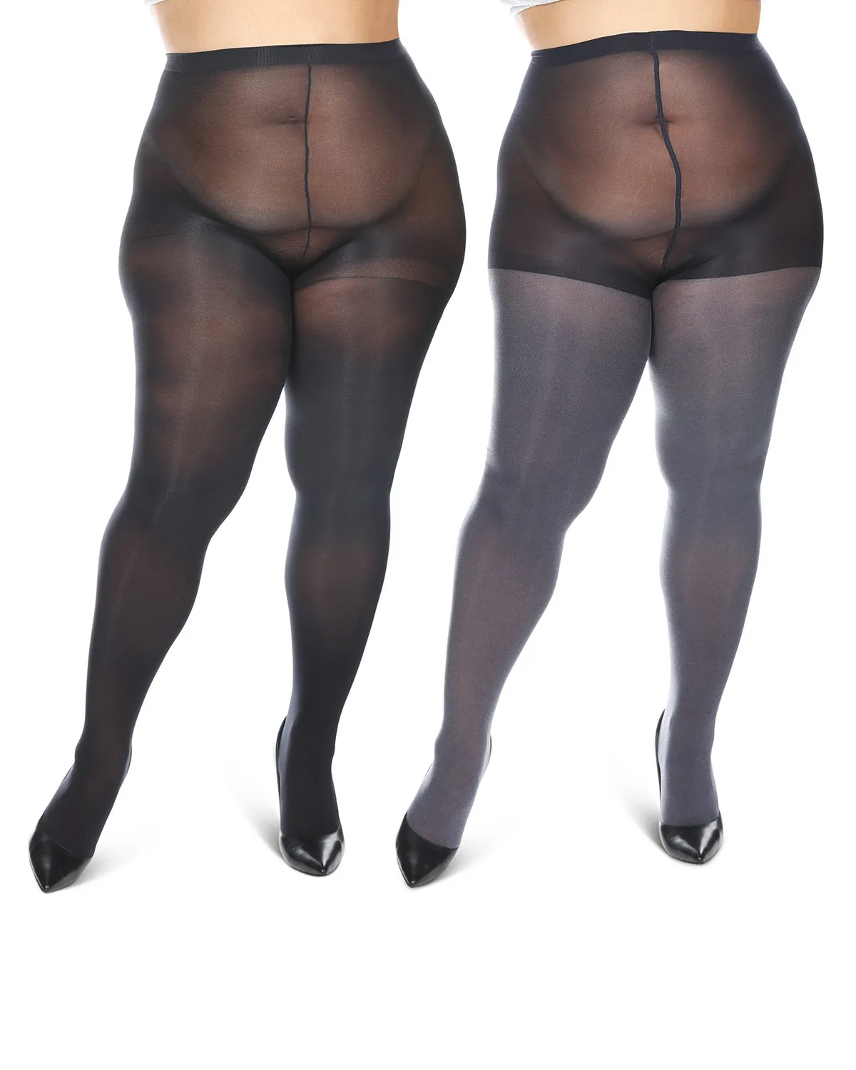 Women's 2 Pair Pack Heather/Solid Control Top Tights