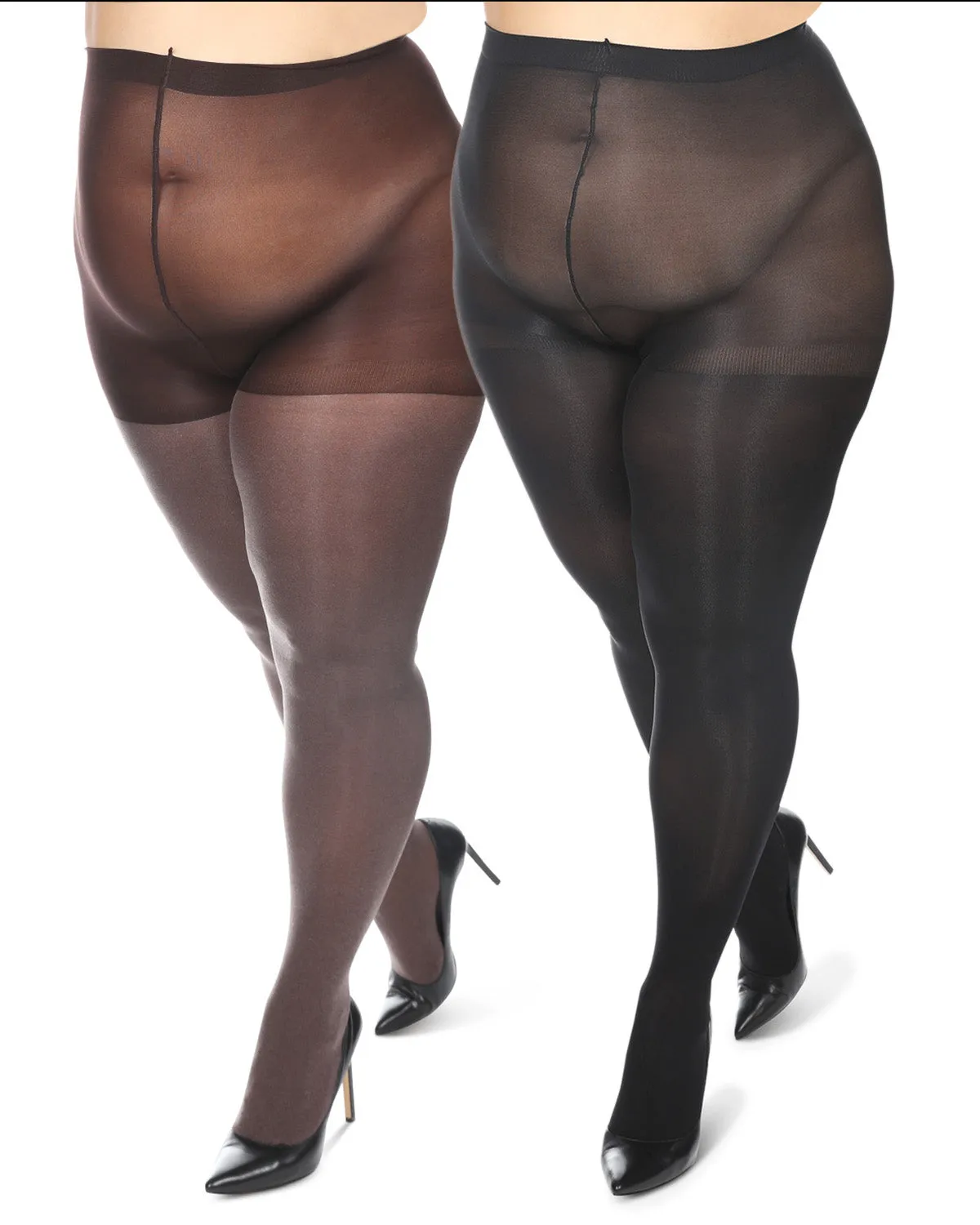 Women's 2 Pair Pack Heather/Solid Control Top Tights