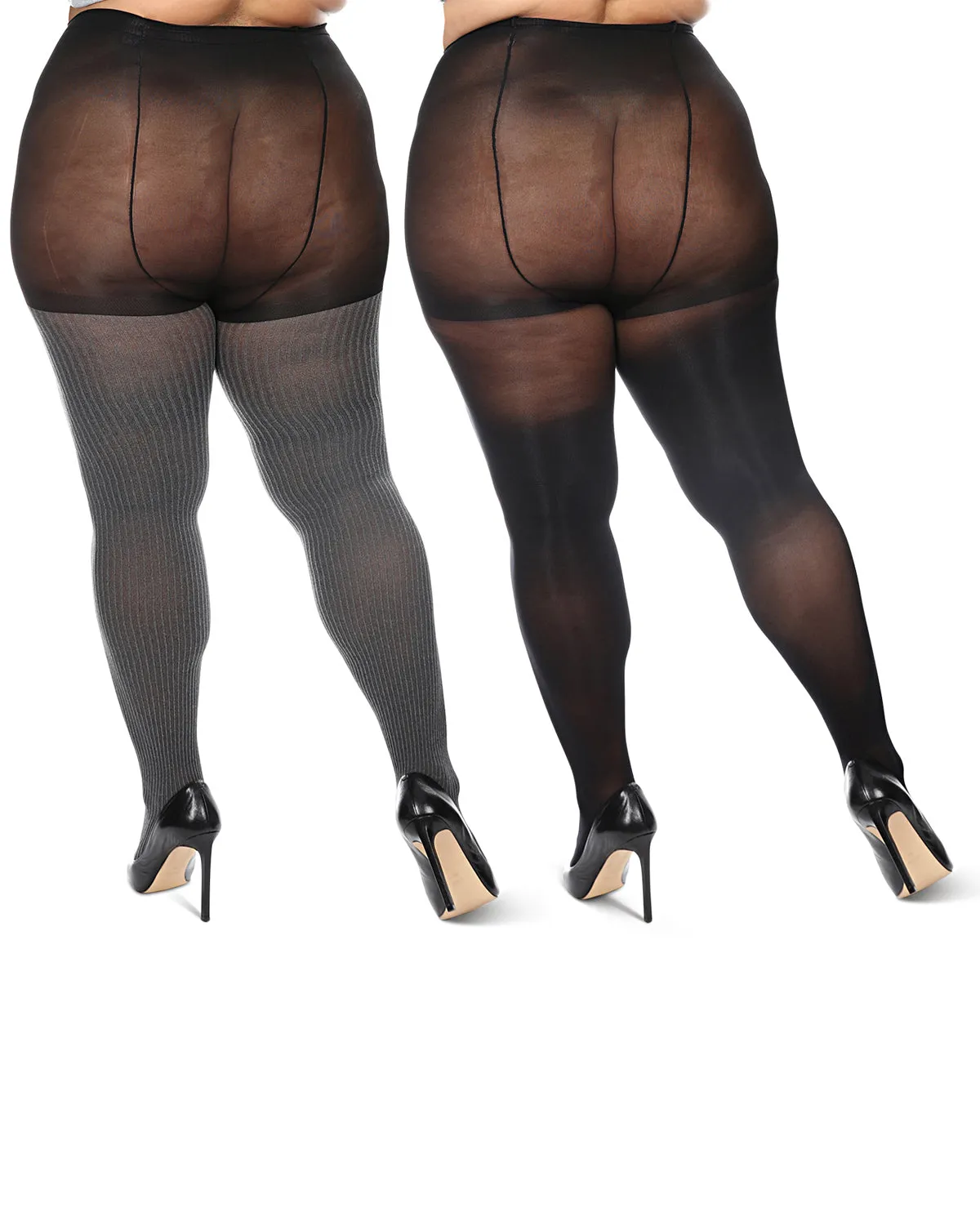 Women's 2 Pair Pack Heather/Solid Control Top Tights