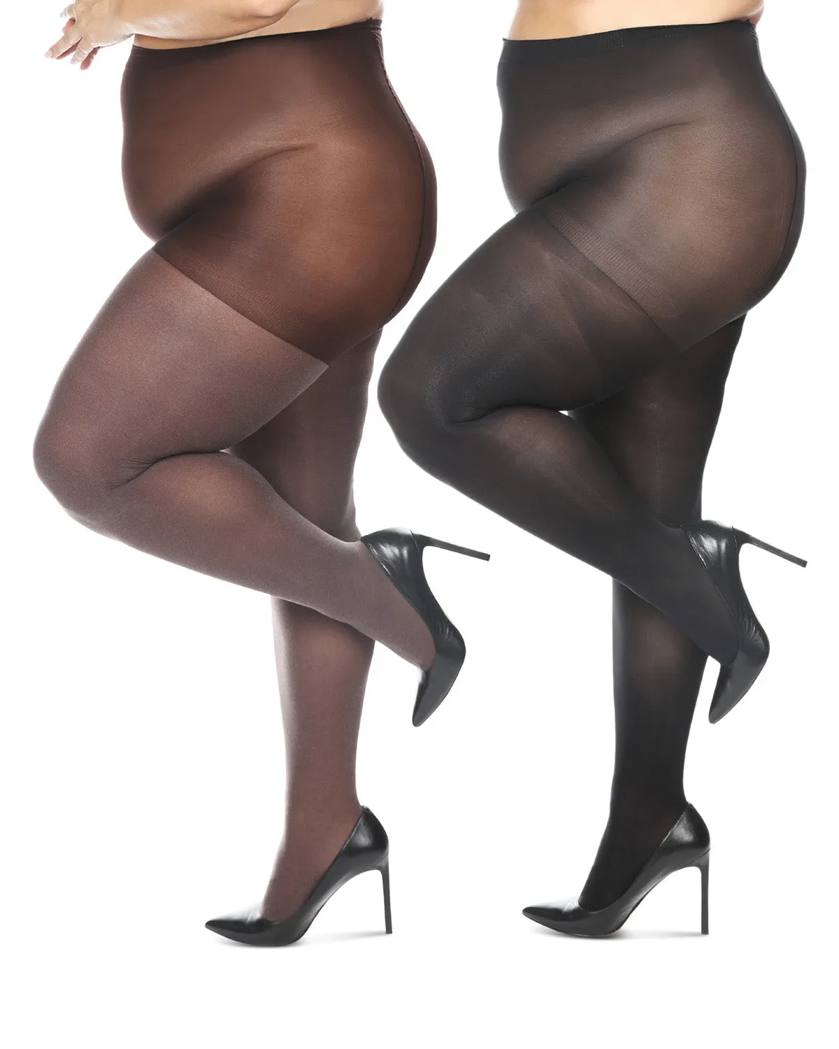 Women's 2 Pair Pack Heather/Solid Control Top Tights