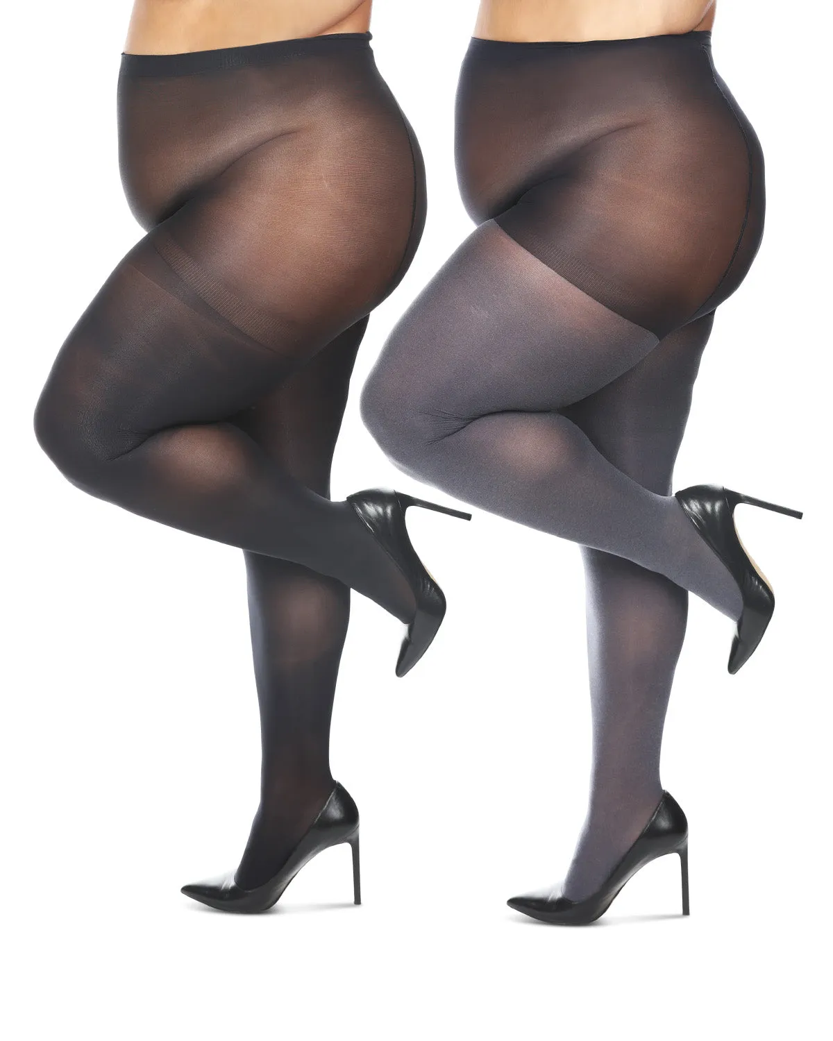 Women's 2 Pair Pack Heather/Solid Control Top Tights