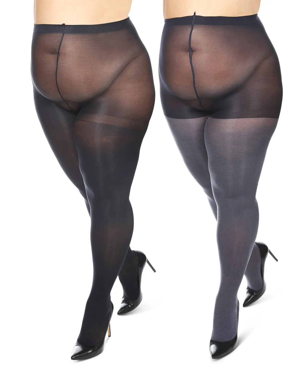 Women's 2 Pair Pack Heather/Solid Control Top Tights