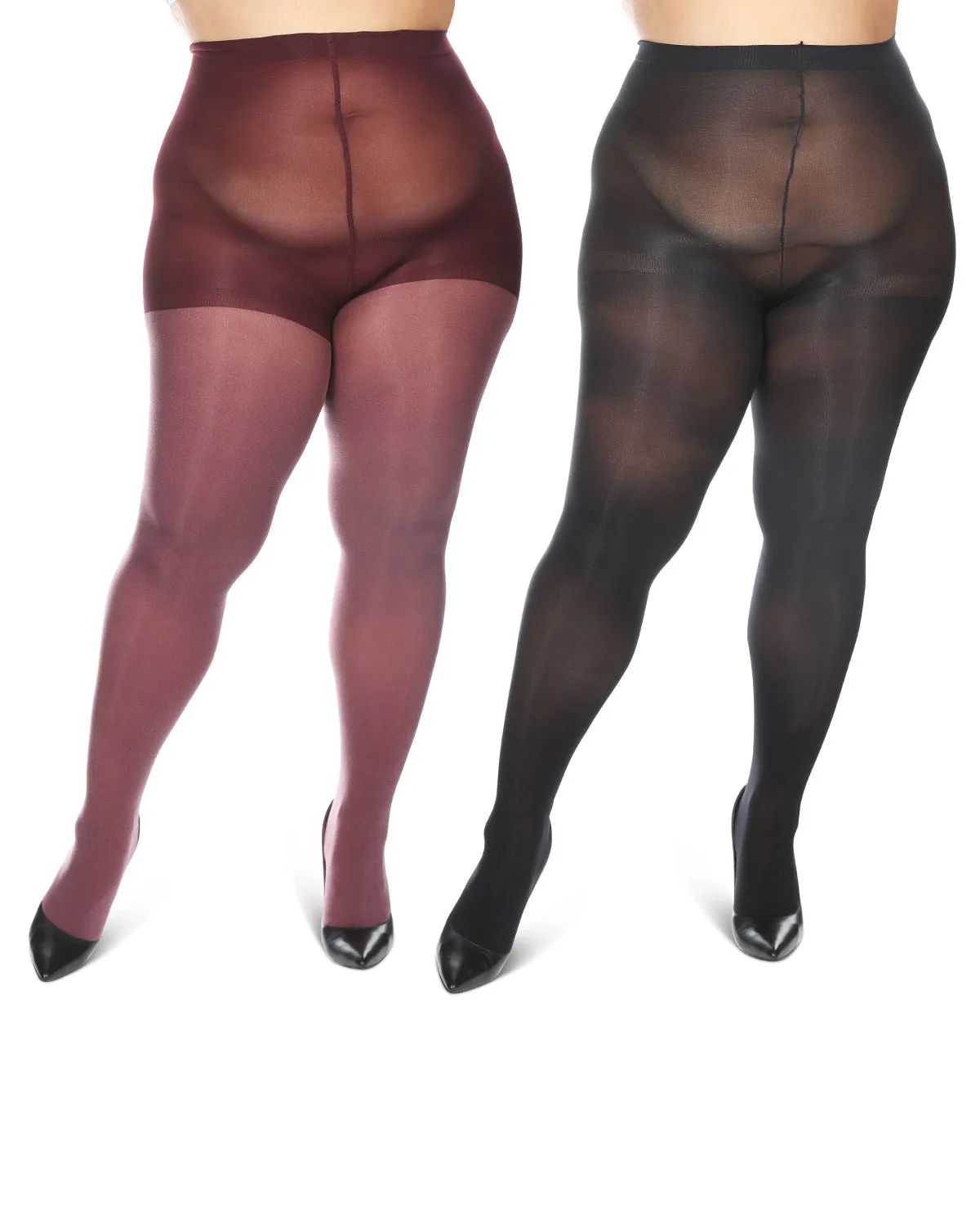 Women's 2 Pair Pack Heather/Solid Control Top Tights