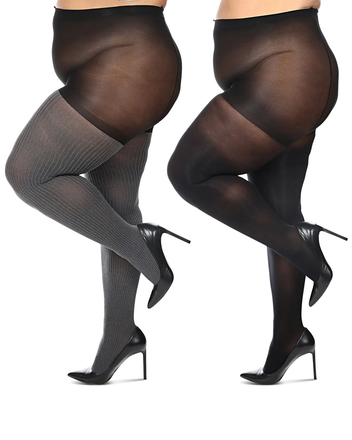 Women's 2 Pair Pack Heather/Solid Control Top Tights