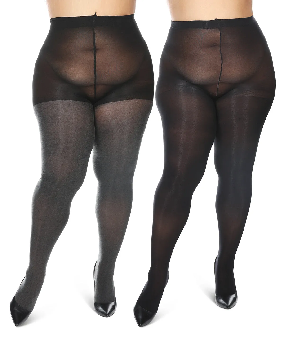 Women's 2 Pair Pack Heather/Solid Control Top Tights