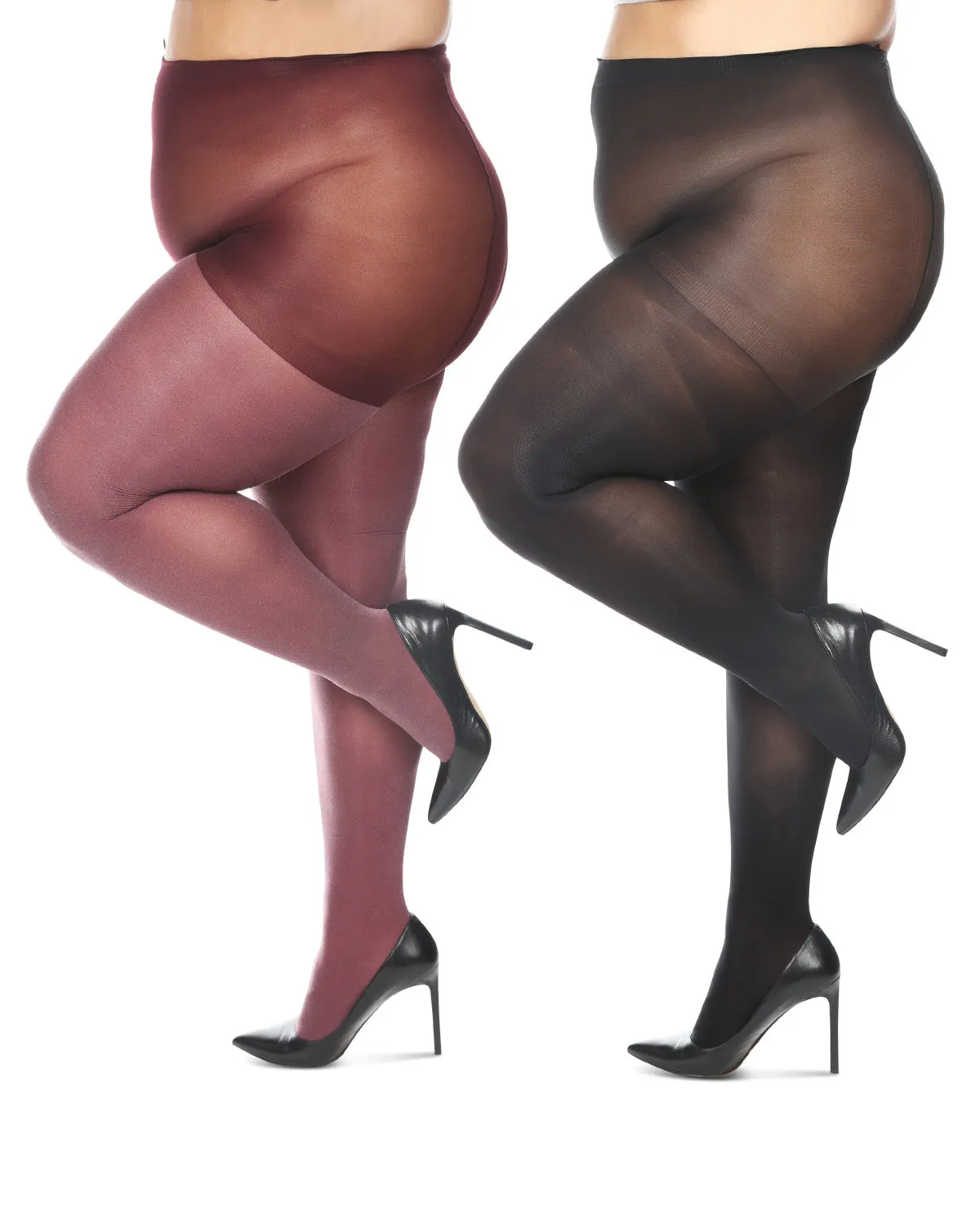 Women's 2 Pair Pack Heather/Solid Control Top Tights