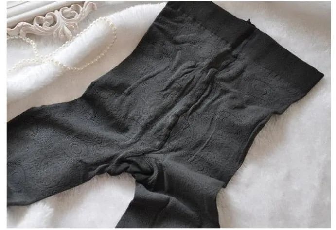 Women's Autumn Velvet High Waist Elastic Tights With Flower Pattern