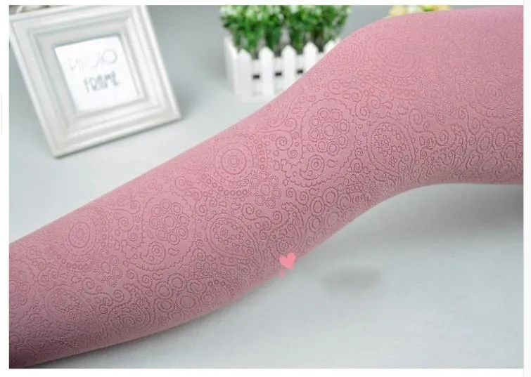 Women's Autumn Velvet High Waist Elastic Tights With Flower Pattern