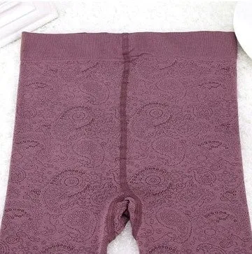 Women's Autumn Velvet High Waist Elastic Tights With Flower Pattern