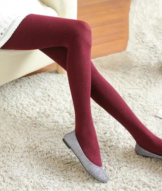 Women's Autumn Velvet High Waist Elastic Tights With Flower Pattern