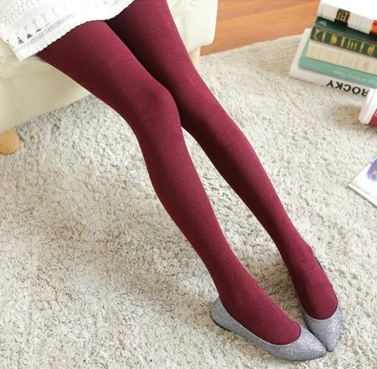 Women's Autumn Velvet High Waist Elastic Tights With Flower Pattern