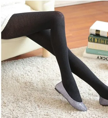 Women's Autumn Velvet High Waist Elastic Tights With Flower Pattern