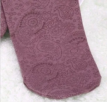 Women's Autumn Velvet High Waist Elastic Tights With Flower Pattern