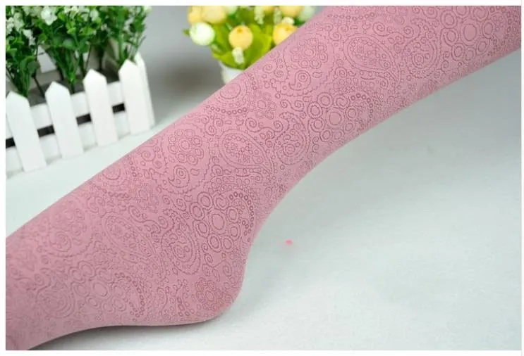 Women's Autumn Velvet High Waist Elastic Tights With Flower Pattern