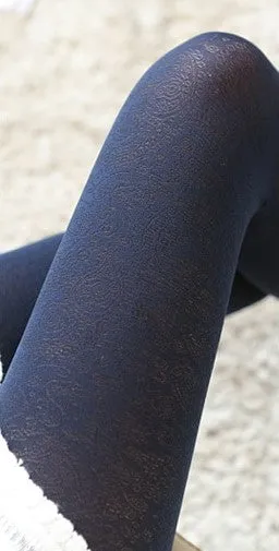 Women's Autumn Velvet High Waist Elastic Tights With Flower Pattern
