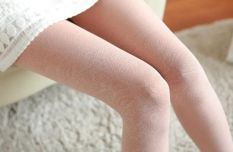 Women's Autumn Velvet High Waist Elastic Tights With Flower Pattern