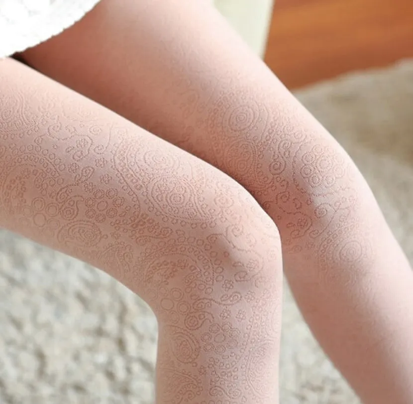 Women's Autumn Velvet High Waist Elastic Tights With Flower Pattern