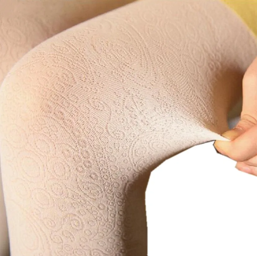 Women's Autumn Velvet High Waist Elastic Tights With Flower Pattern