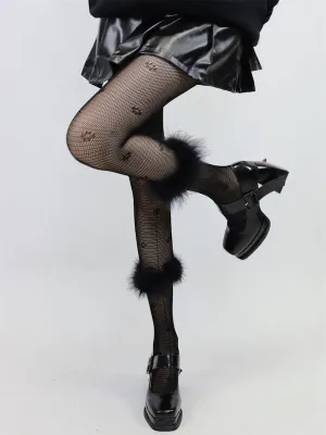 Y2k fairy plume goth lace tights