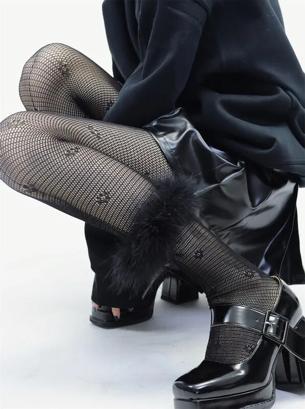 Y2k fairy plume goth lace tights