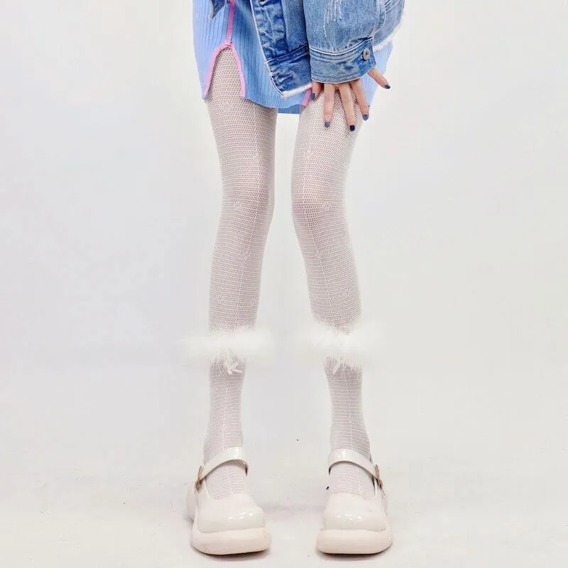 Y2k fairy plume goth lace tights